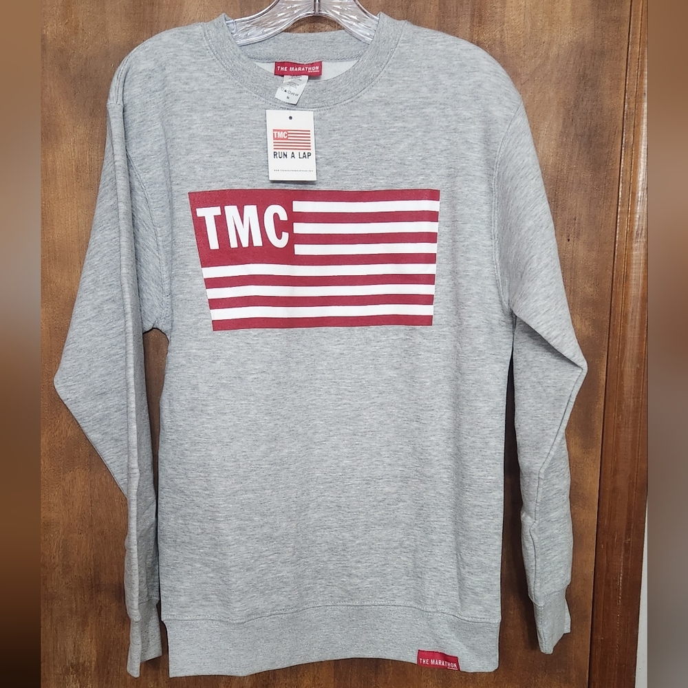 The Marathon Clothing Flag Logo Gray Crewneck Sweatshirt- Medium